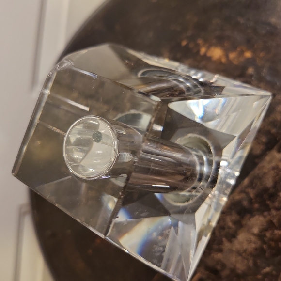 Large Vintage Crystal Perfume Bottle with Snuffer Diamond Stopper - Picture 10 of 13